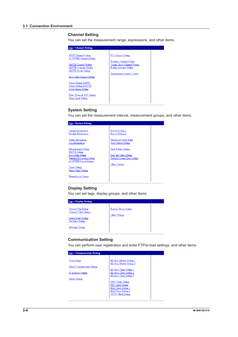 Yokogawa Standalone MW100 User Manual | Page 126 / 305