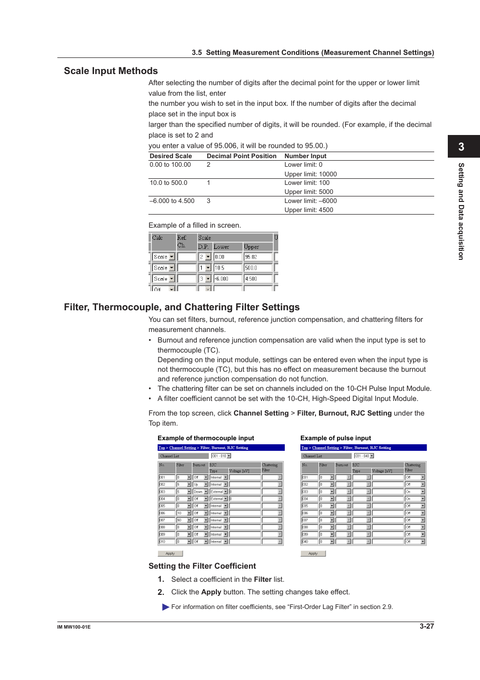 Scale input methods, App index scale input methods | Yokogawa Standalone MW100 User Manual | Page 149 / 305