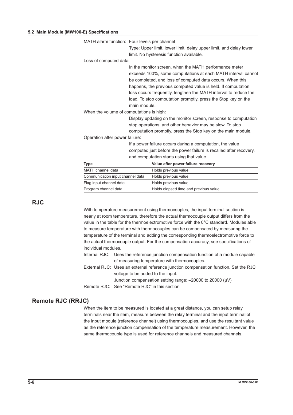 Remote rjc (rrjc), Rjc -6 remote rjc (rrjc) -6 | Yokogawa Standalone MW100 User Manual | Page 219 / 305