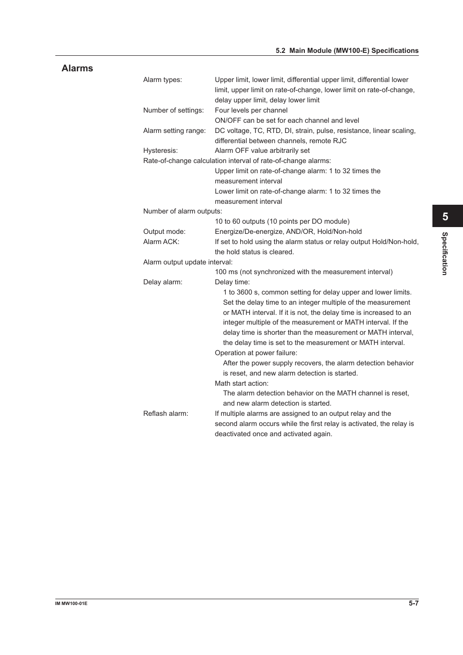 Alarms, Alarms -7, App index alarms | Yokogawa Standalone MW100 User Manual | Page 220 / 305