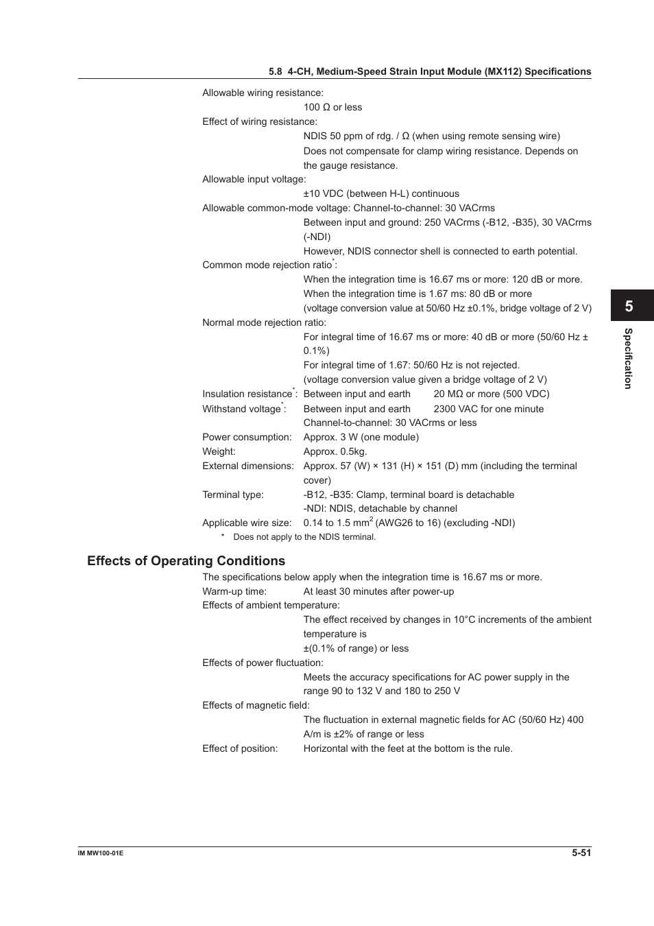 Effects of operating conditions, Effects of operating conditions -51, App index | Yokogawa Standalone MW100 User Manual | Page 264 / 305