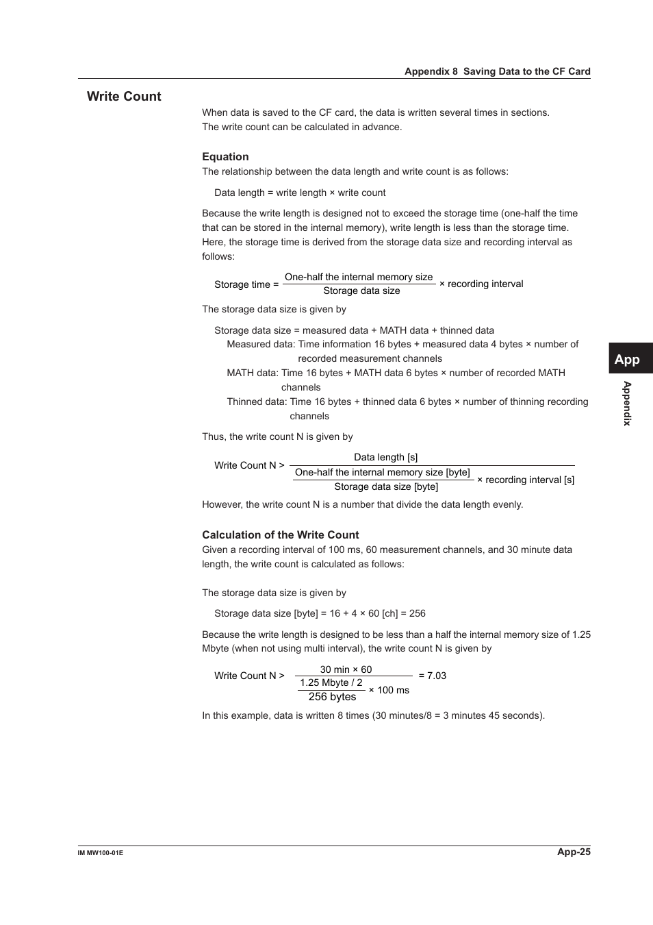 Write count, App index write count | Yokogawa Standalone MW100 User Manual | Page 299 / 305