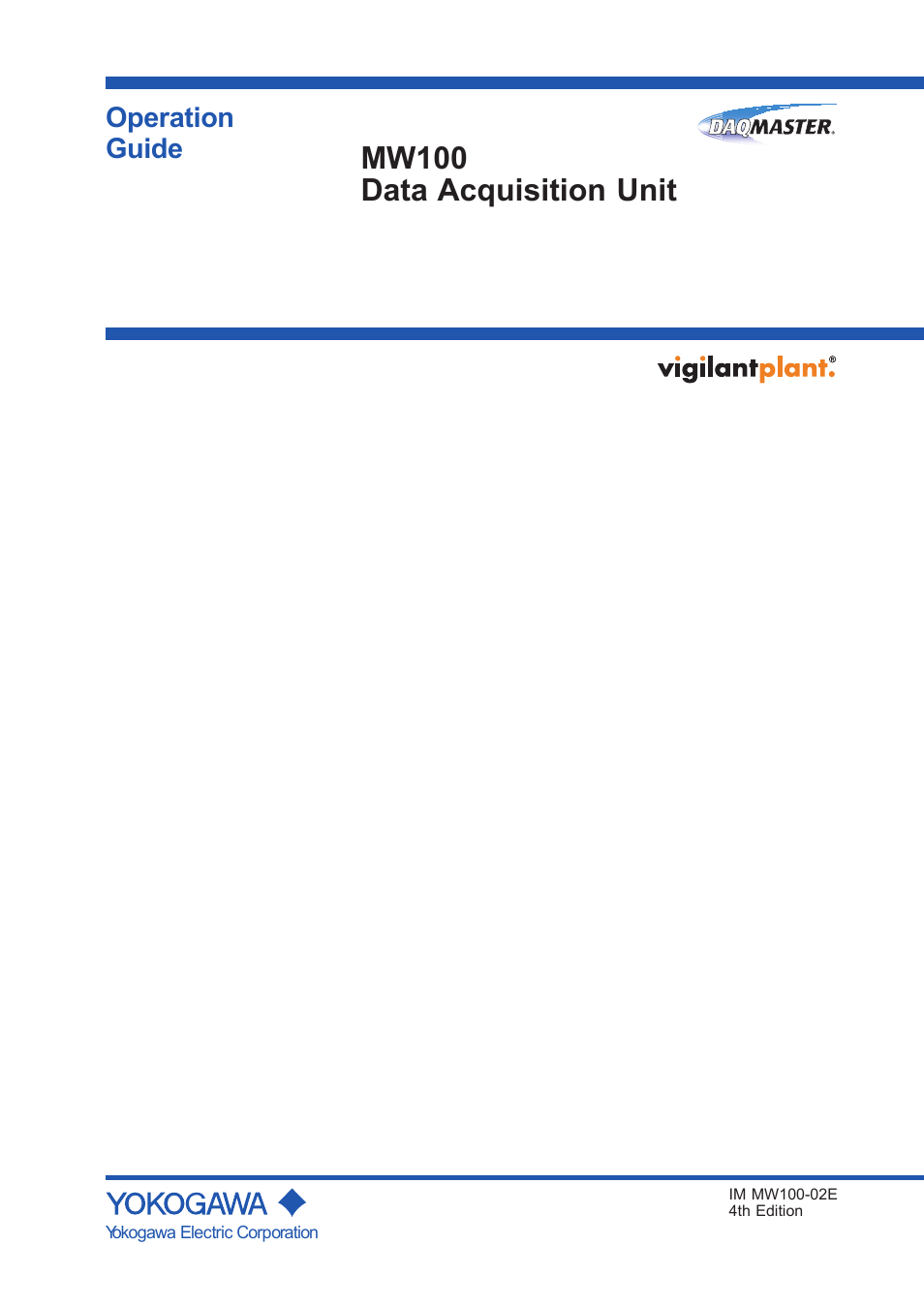 Yokogawa Standalone MW100 User Manual | 36 pages