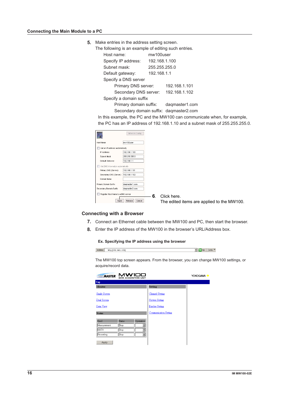 Yokogawa Standalone MW100 User Manual | Page 16 / 36