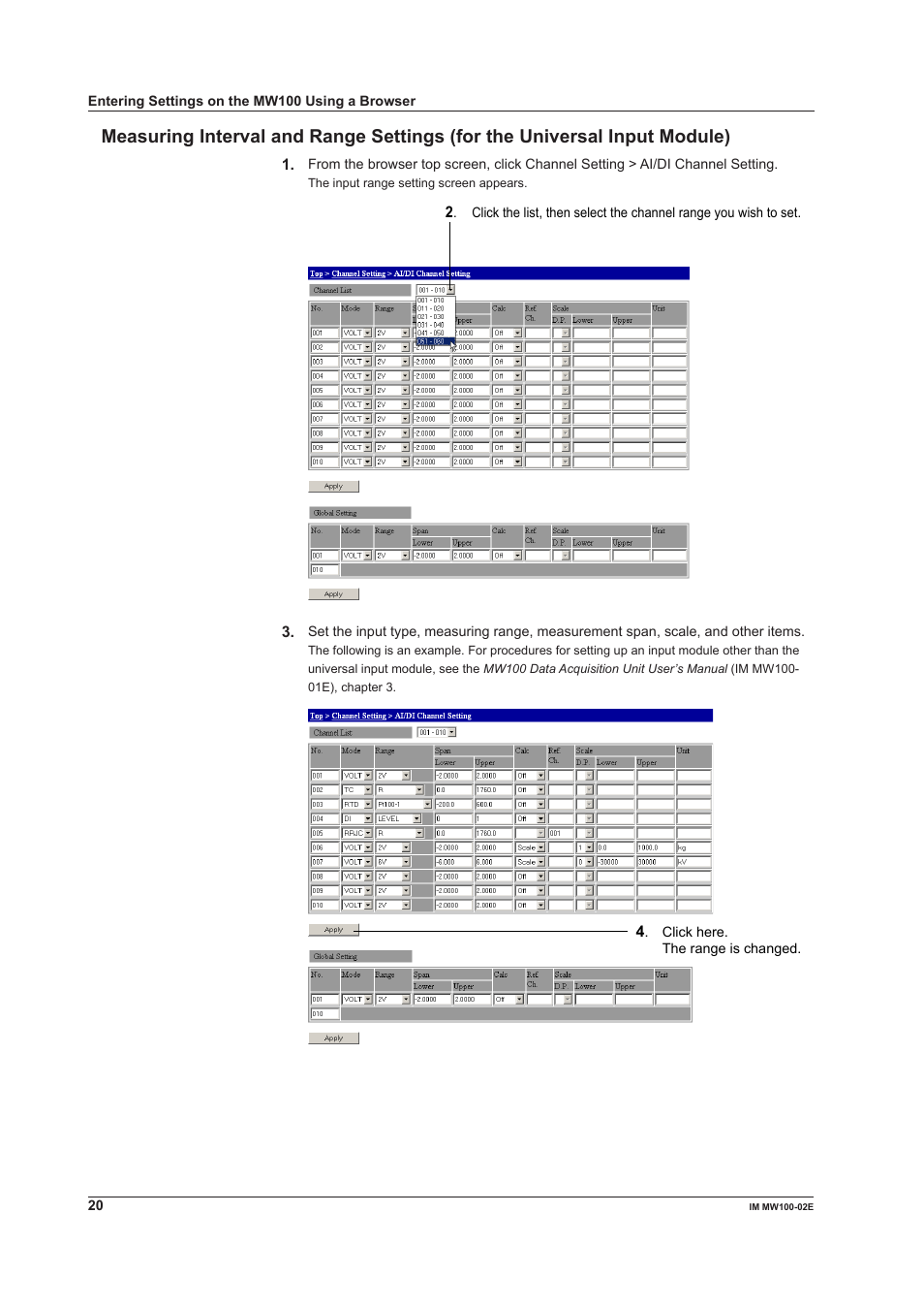 Yokogawa Standalone MW100 User Manual | Page 20 / 36