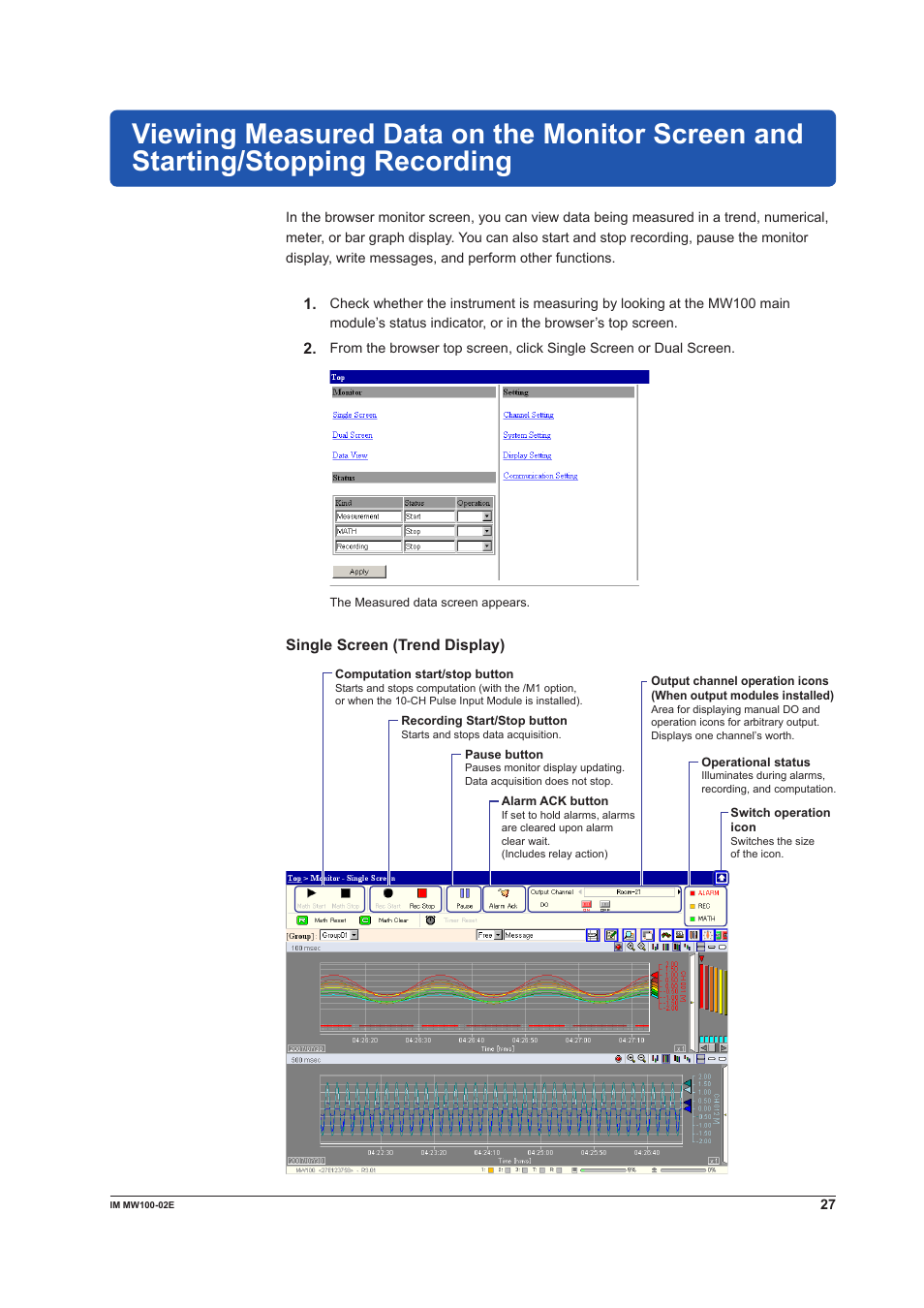 Yokogawa Standalone MW100 User Manual | Page 27 / 36