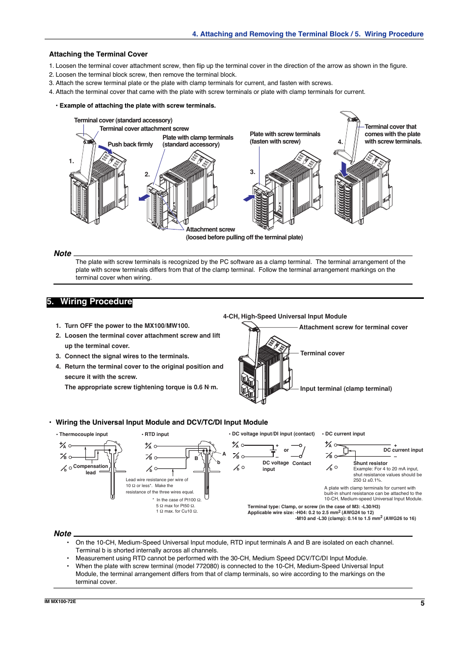 Wiring procedure | Yokogawa PC-Based MX100 User Manual | Page 5 / 12