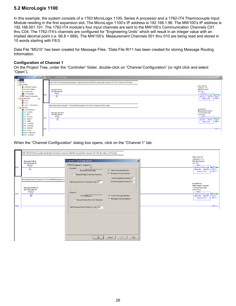 2 micrologix 1100 example | Yokogawa Standalone MW100 User Manual | Page 29 / 58