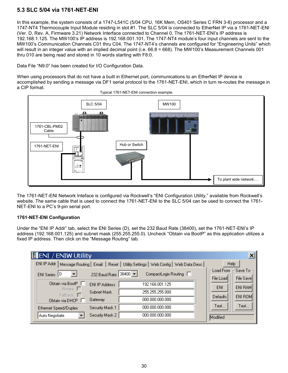 3 slc 5/04 via 1761-net-enet example | Yokogawa Standalone MW100 User Manual | Page 33 / 58