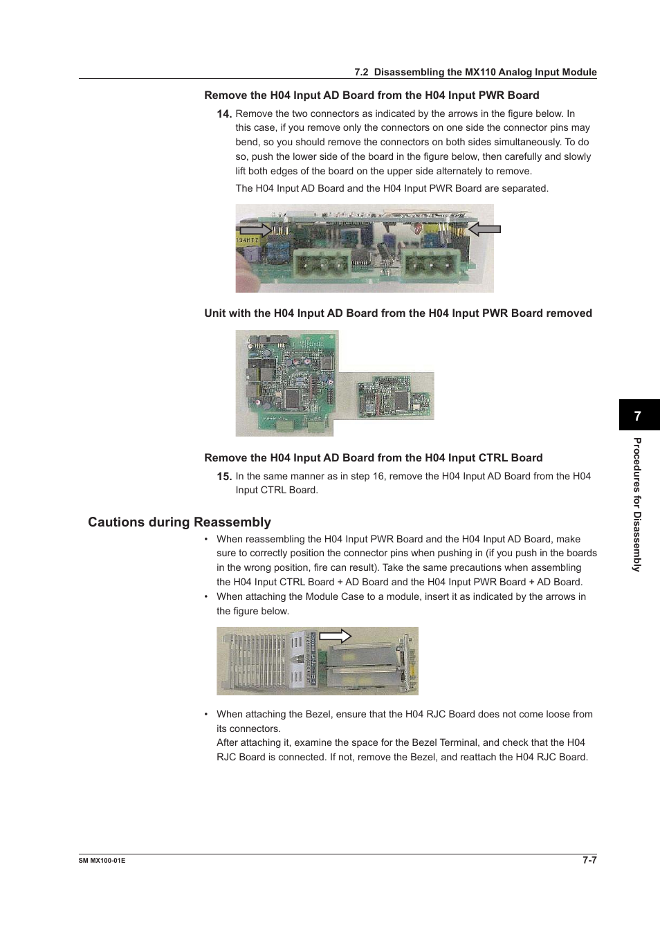 Cautions during reassembly | Yokogawa PC-Based MX100 User Manual | Page 147 / 189