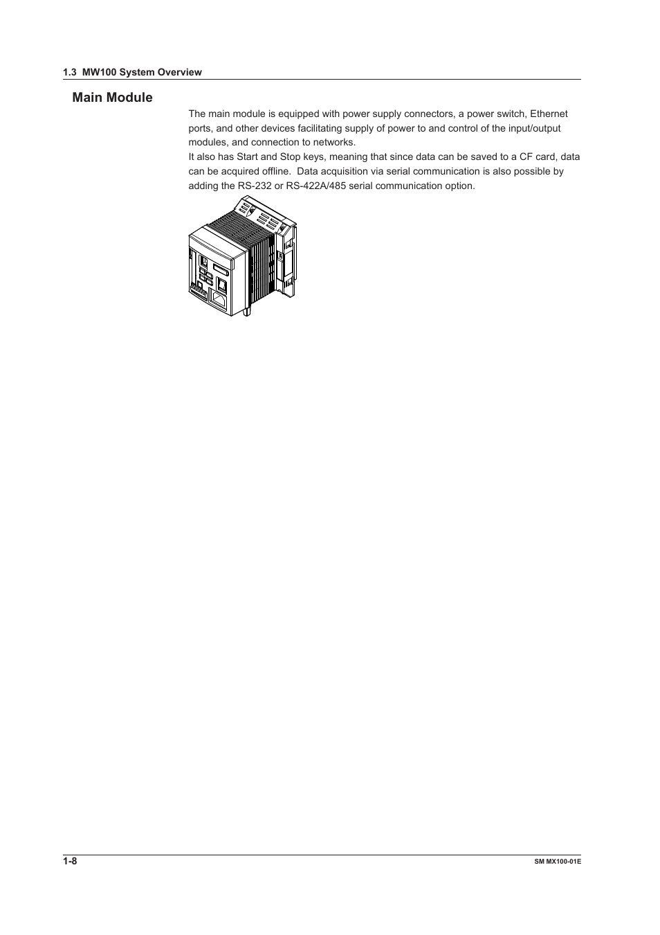 Main module | Yokogawa PC-Based MX100 User Manual | Page 15 / 189