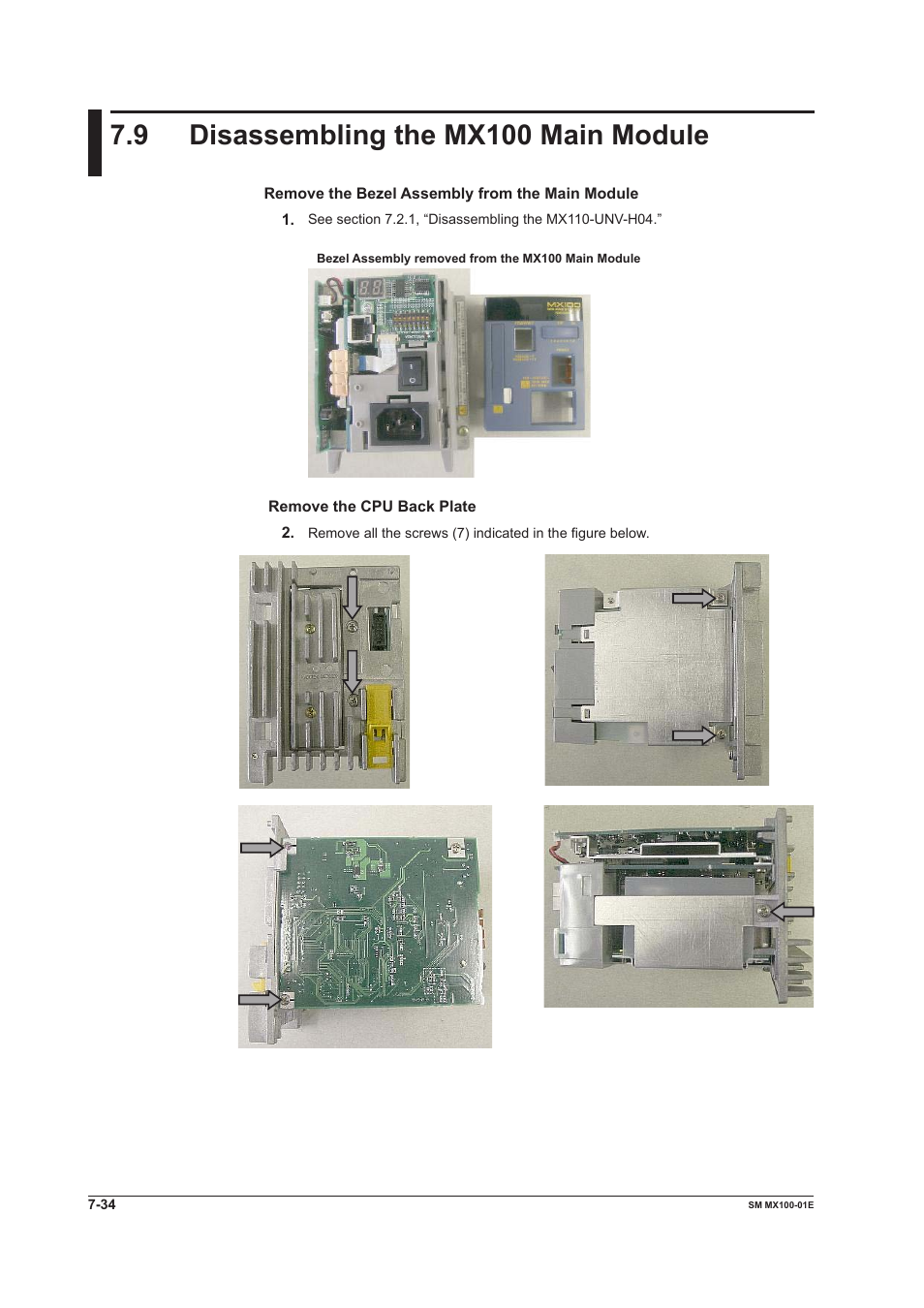 9 disassembling the mx100 main module, Disassembling the mx100 main module -34 | Yokogawa PC-Based MX100 User Manual | Page 174 / 189