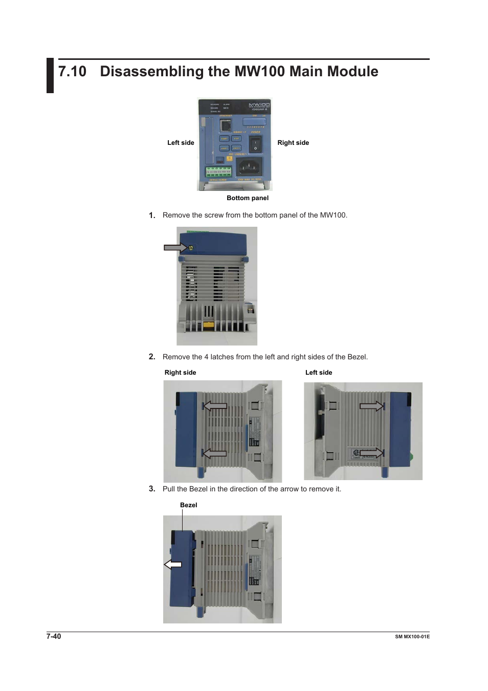 10 disassembling the mw100 main module, 10 disassembling the mw100 main module -40 | Yokogawa PC-Based MX100 User Manual | Page 180 / 189