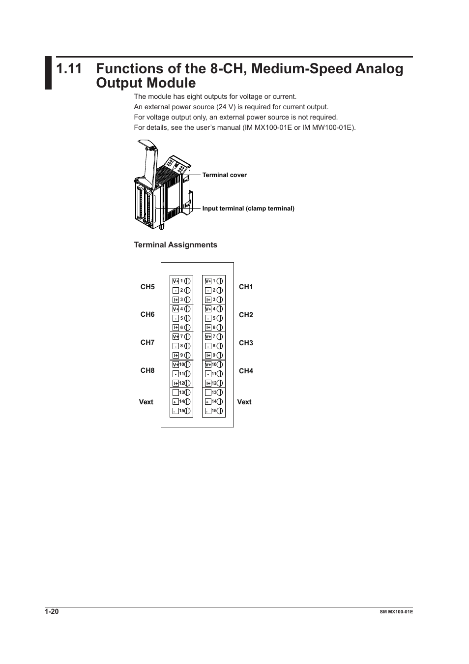 Terminal assignments | Yokogawa PC-Based MX100 User Manual | Page 27 / 189