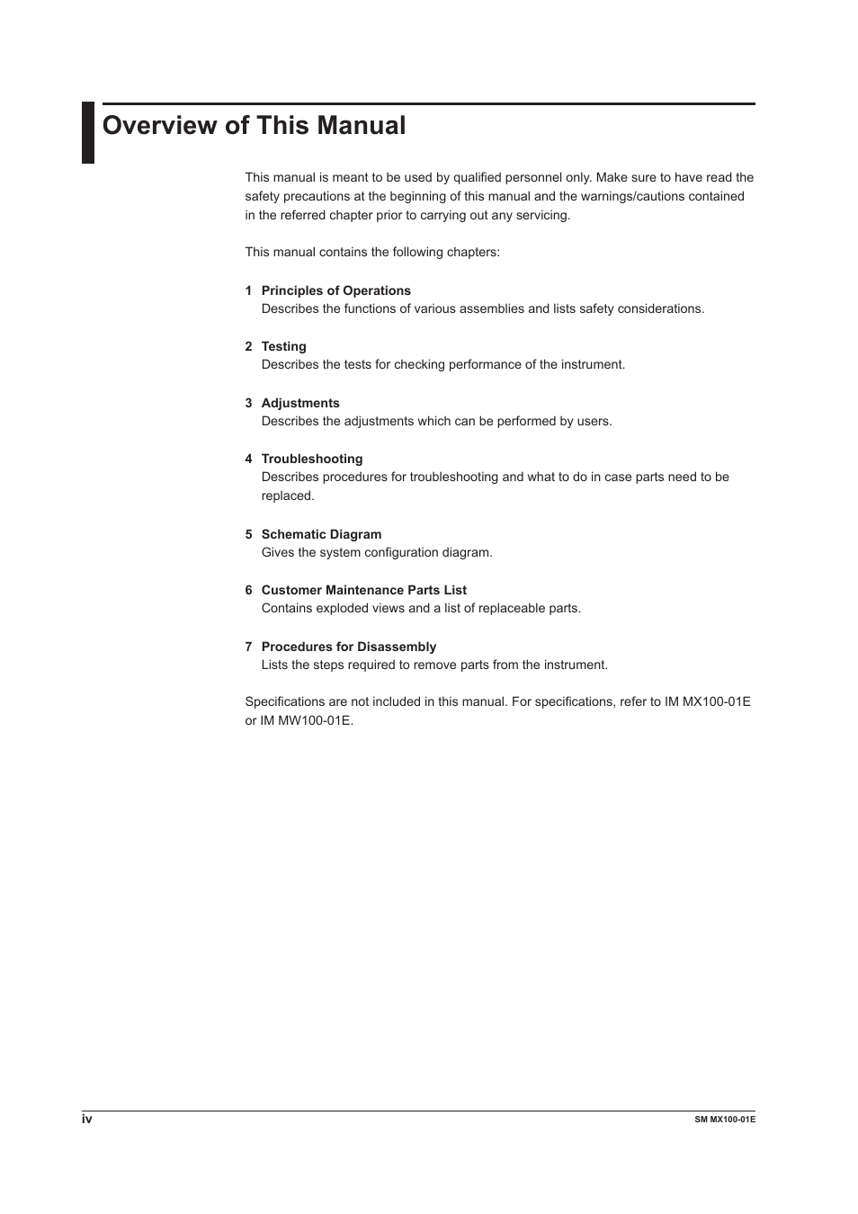 Overview of this manual | Yokogawa PC-Based MX100 User Manual | Page 5 / 189