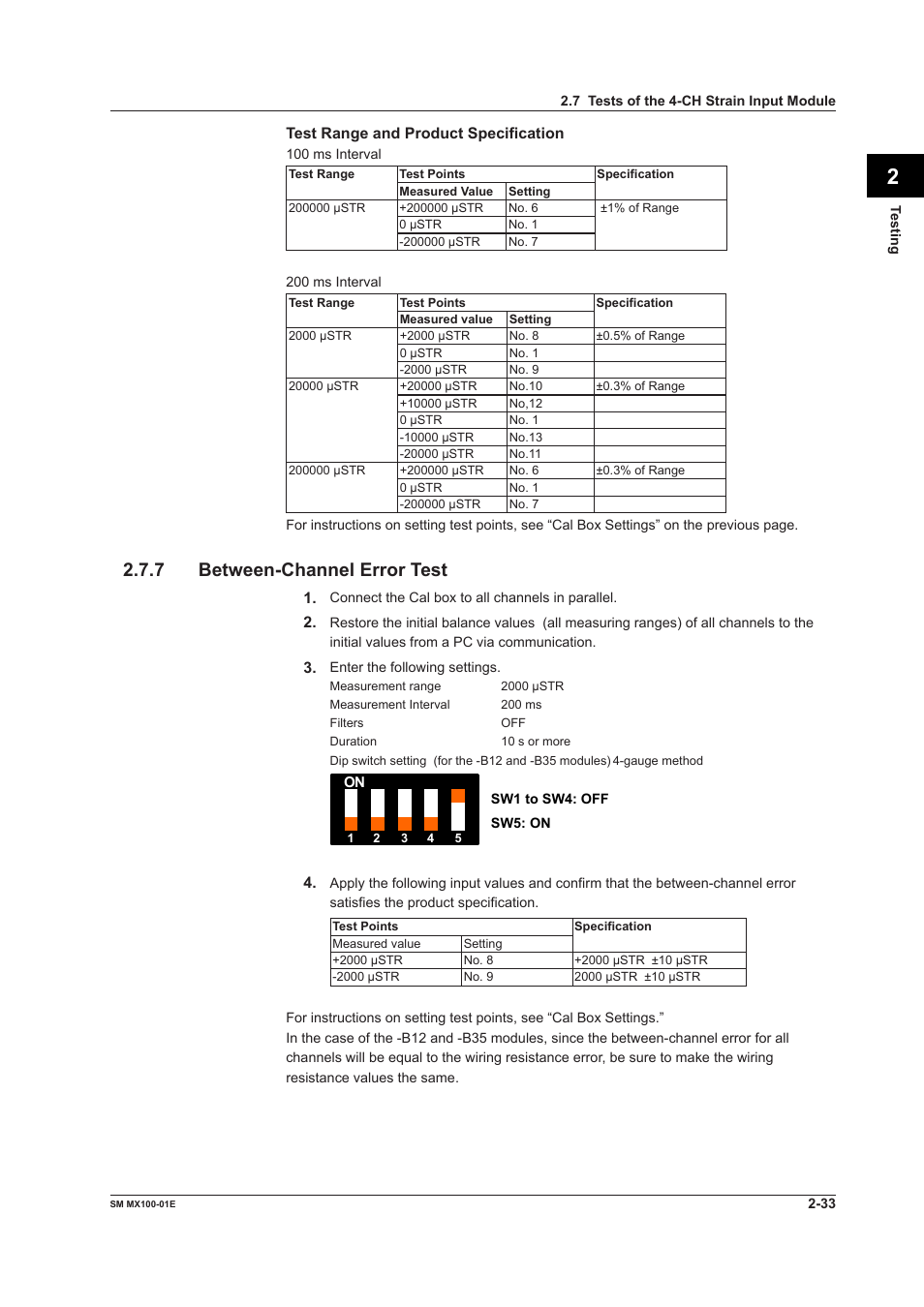 7 between-channel error test | Yokogawa PC-Based MX100 User Manual | Page 62 / 189