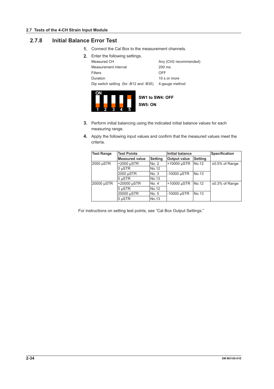 8 initial balance error test | Yokogawa PC-Based MX100 User Manual | Page 63 / 189