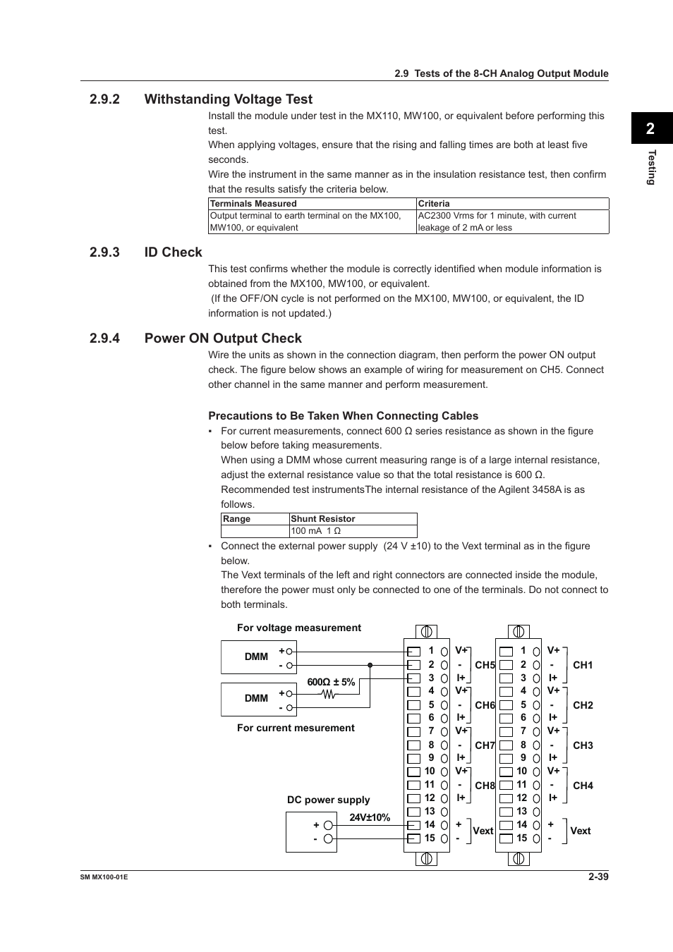 3 id check, 4 power on output check | Yokogawa PC-Based MX100 User Manual | Page 68 / 189