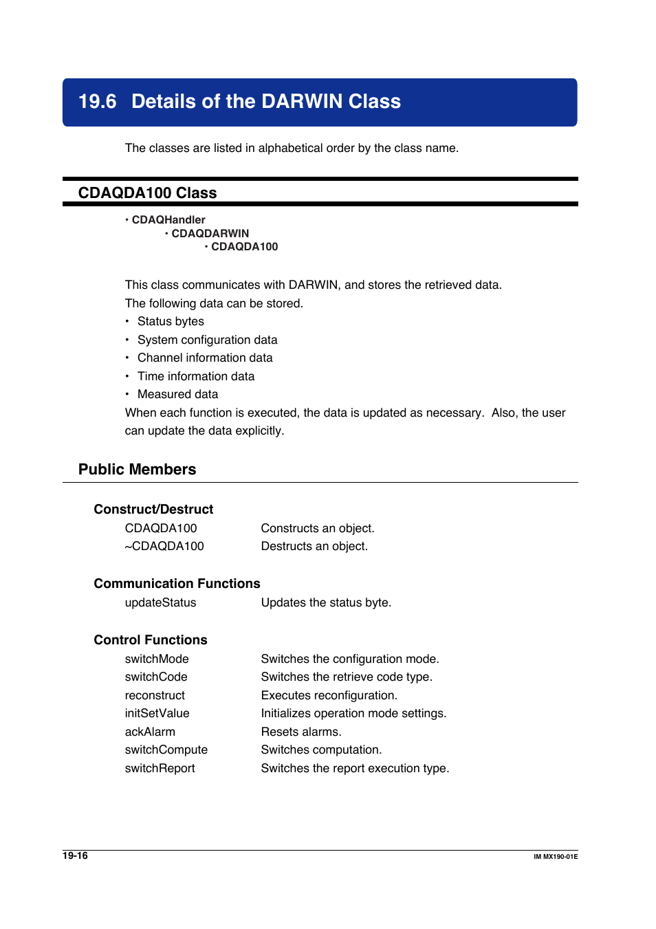6 details of the darwin class, Details of the darwin class -16, Cdaqda100 class | Public members | Yokogawa PC-Based MX100 User Manual | Page 1010 / 1264