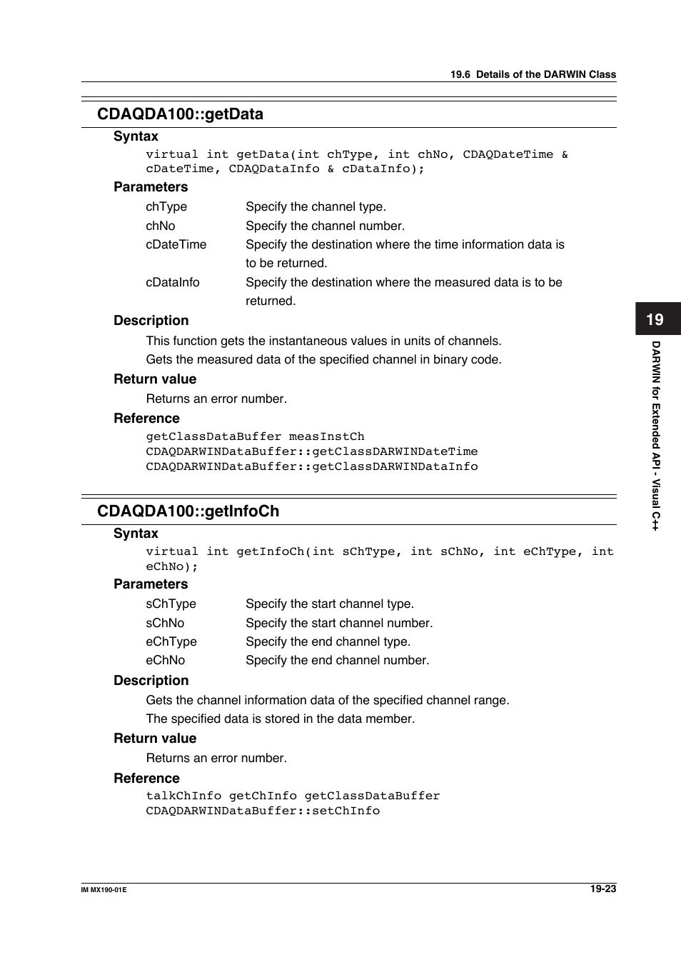 Cdaqda100::getdata, Cdaqda100::getinfoch | Yokogawa PC-Based MX100 User Manual | Page 1017 / 1264