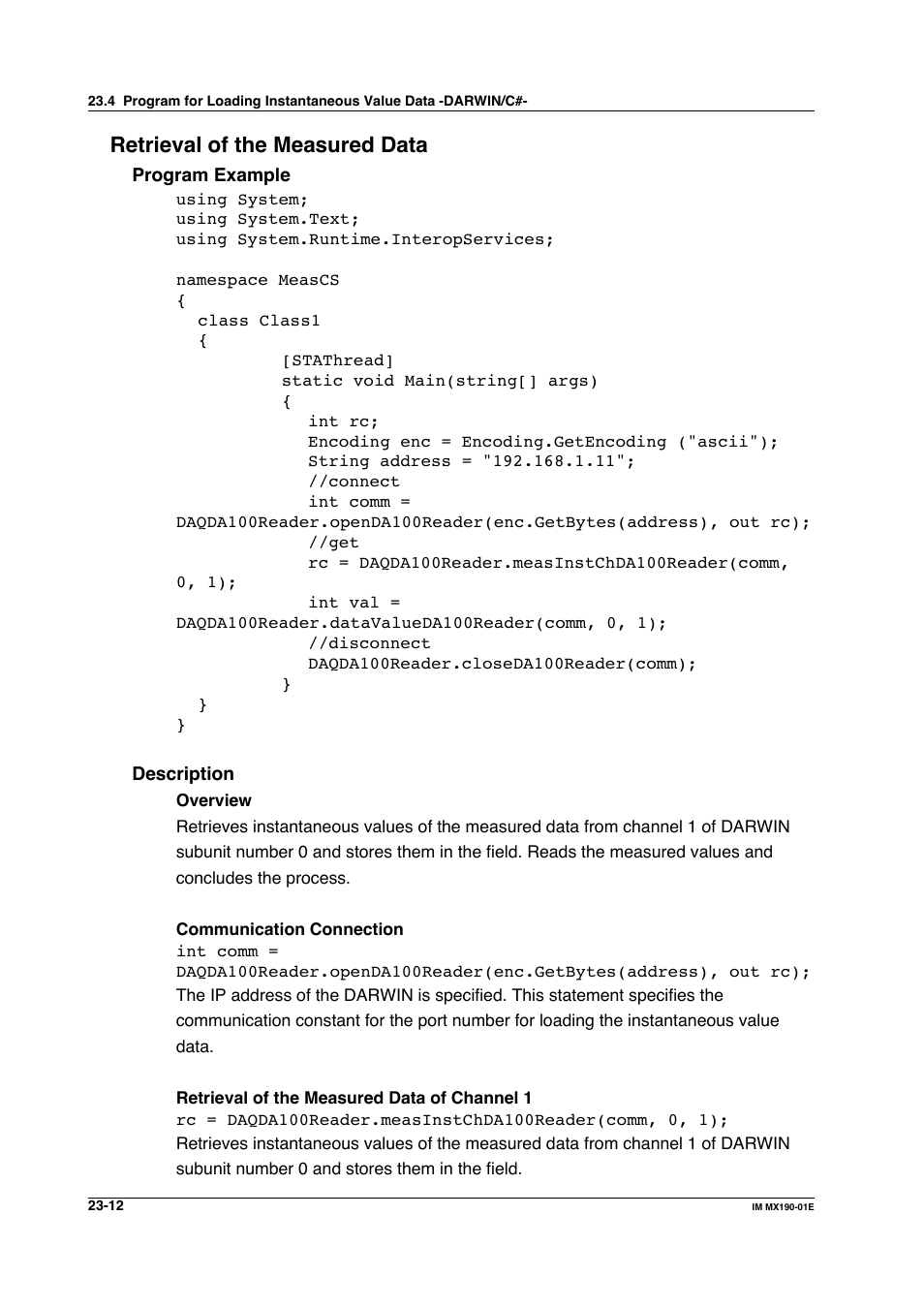 Retrieval of the measured data | Yokogawa PC-Based MX100 User Manual | Page 1090 / 1264