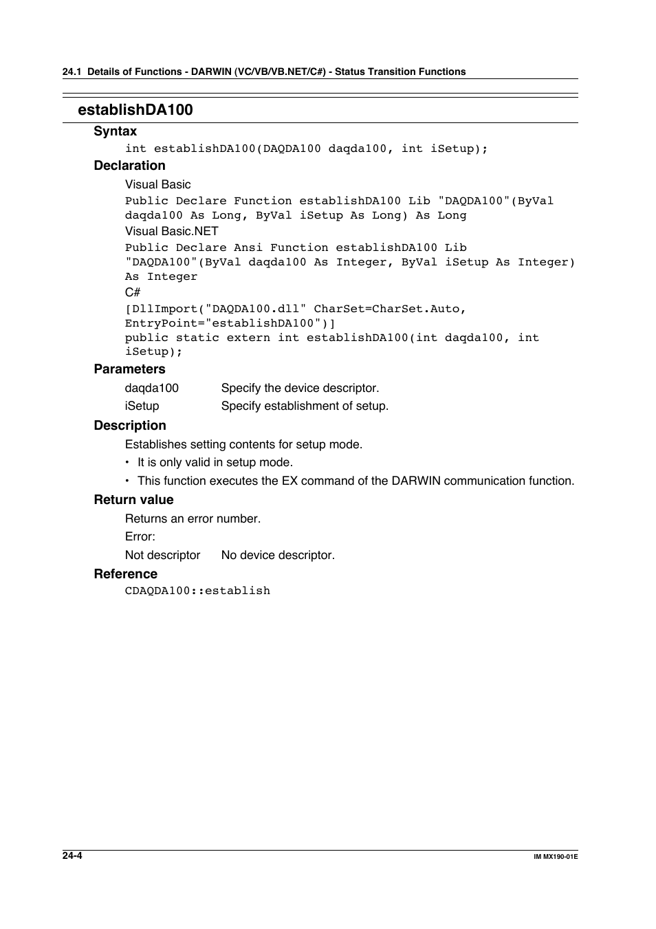 Establishda100 | Yokogawa PC-Based MX100 User Manual | Page 1095 / 1264