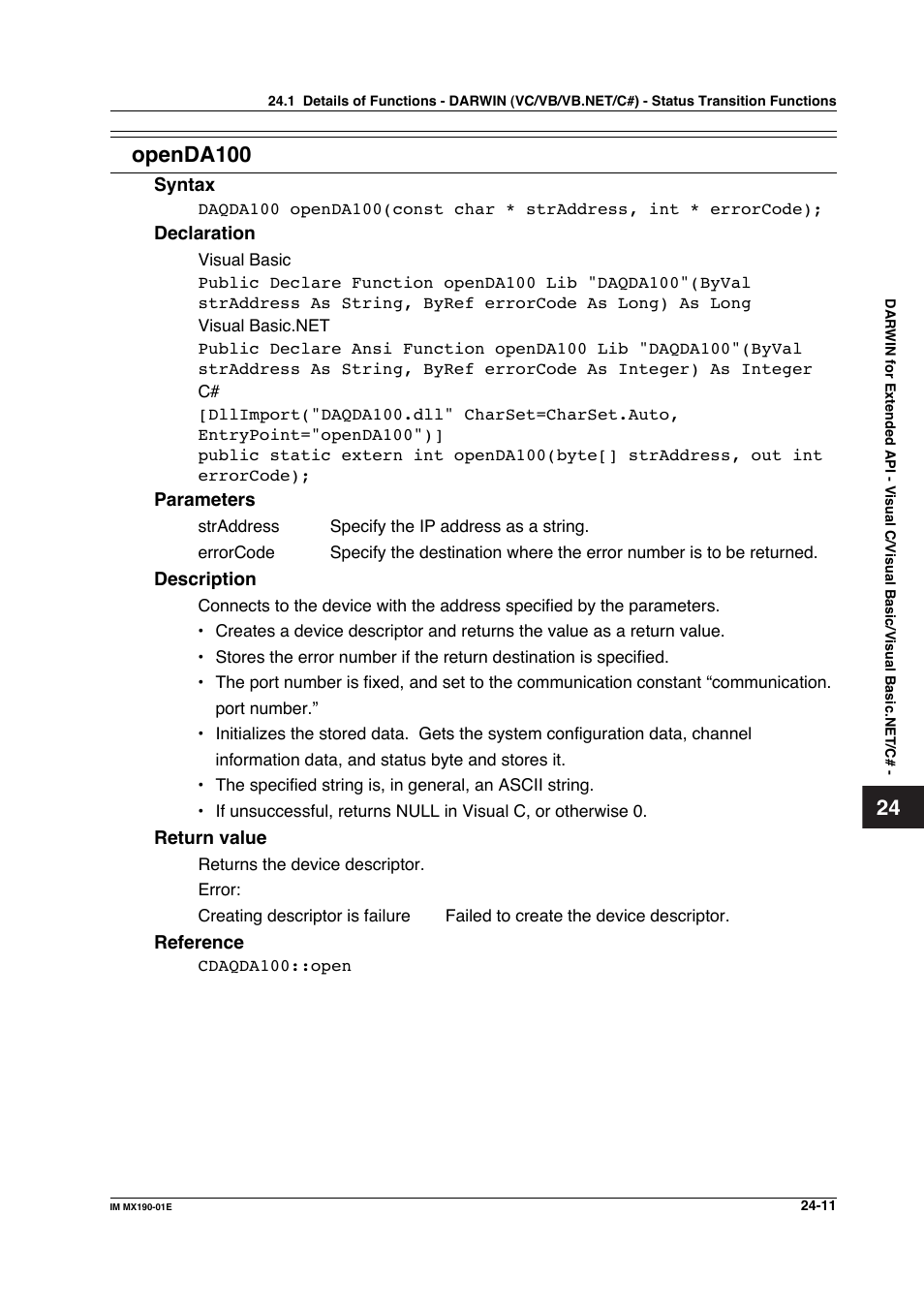 Openda100 | Yokogawa PC-Based MX100 User Manual | Page 1102 / 1264