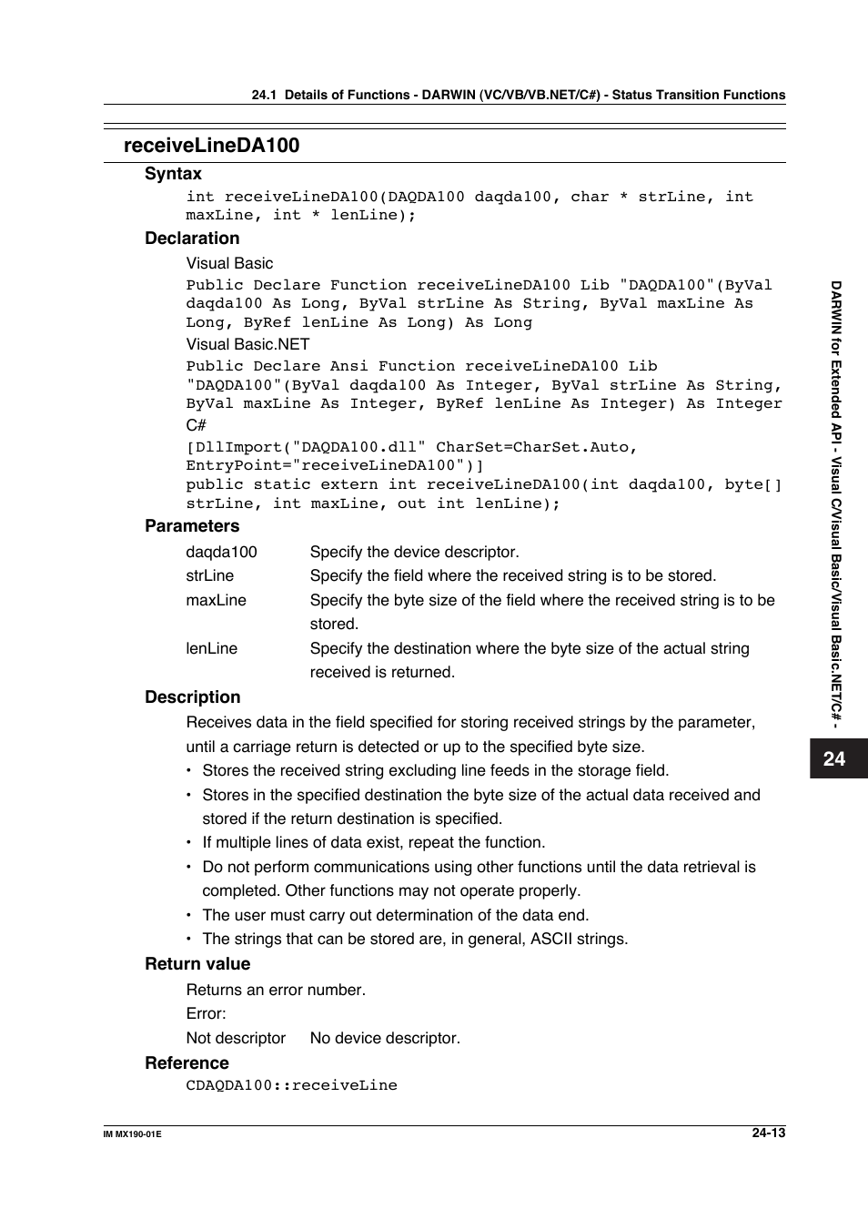 Receivelineda100 | Yokogawa PC-Based MX100 User Manual | Page 1104 / 1264