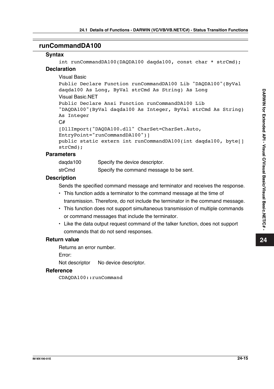 Runcommandda100 | Yokogawa PC-Based MX100 User Manual | Page 1106 / 1264