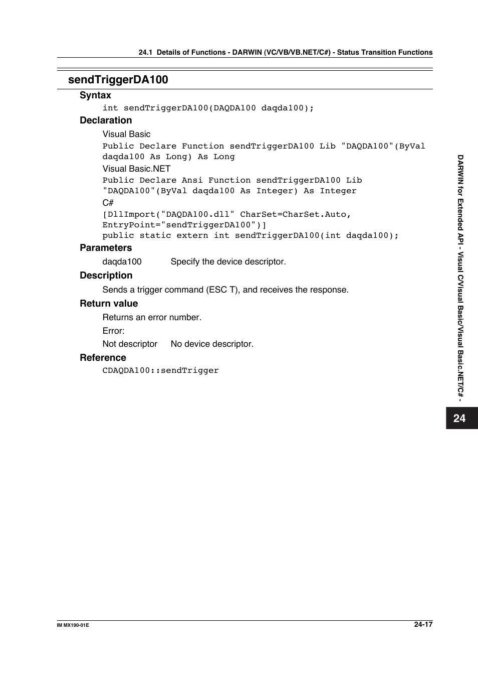 Sendtriggerda100 | Yokogawa PC-Based MX100 User Manual | Page 1108 / 1264