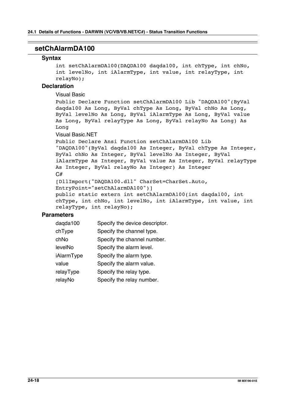Setchalarmda100 | Yokogawa PC-Based MX100 User Manual | Page 1109 / 1264
