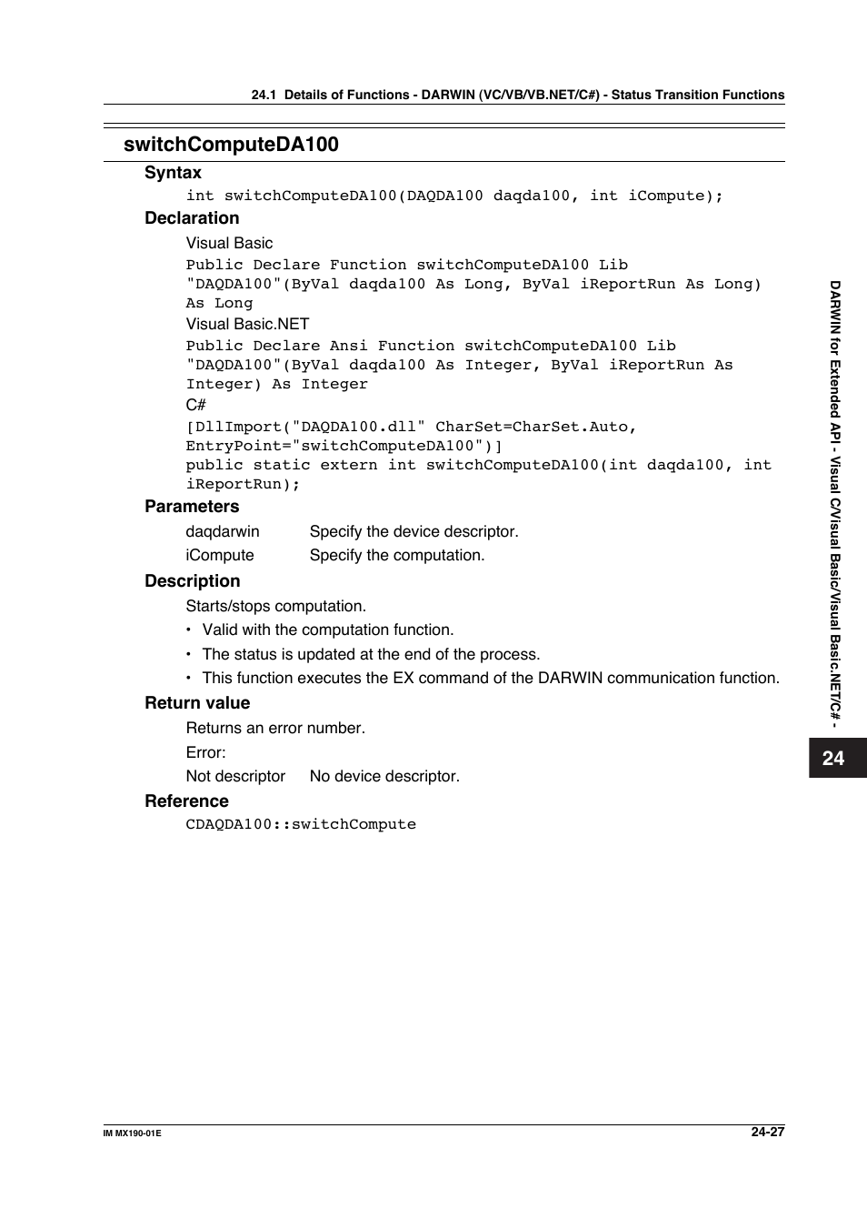Switchcomputeda100 | Yokogawa PC-Based MX100 User Manual | Page 1118 / 1264