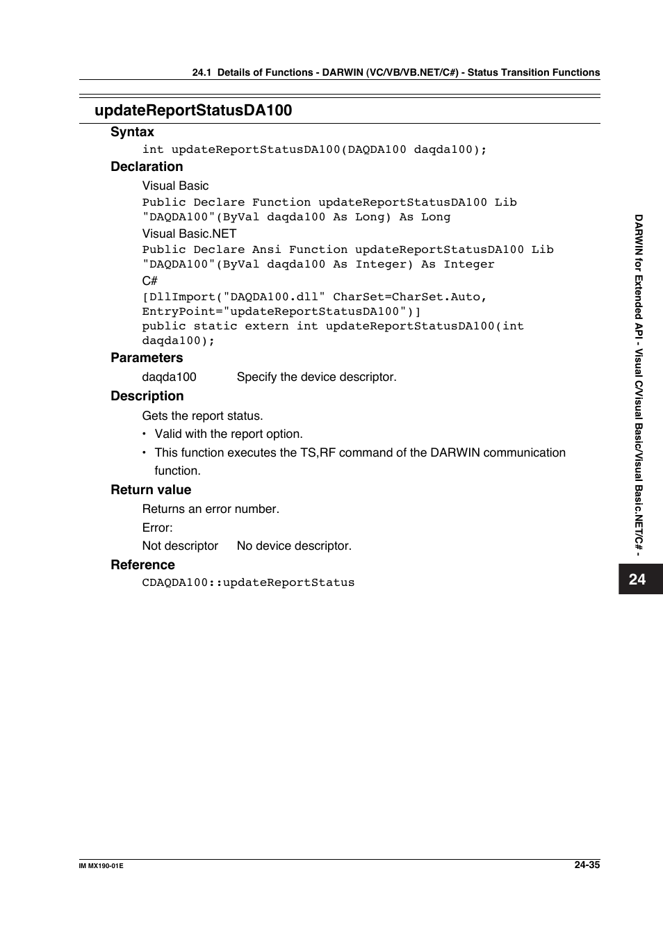 Updatereportstatusda100 | Yokogawa PC-Based MX100 User Manual | Page 1126 / 1264