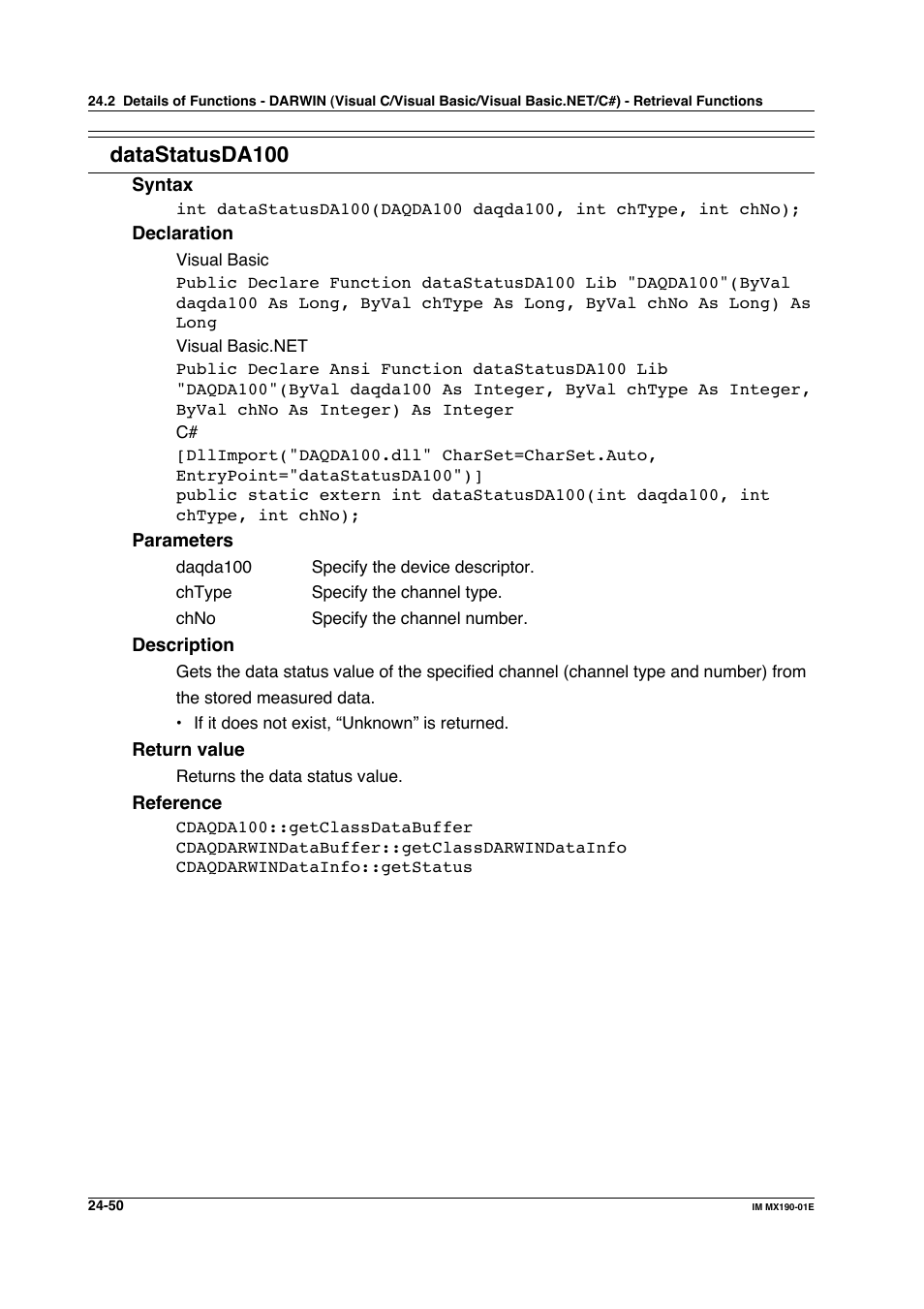 Datastatusda100 | Yokogawa PC-Based MX100 User Manual | Page 1141 / 1264