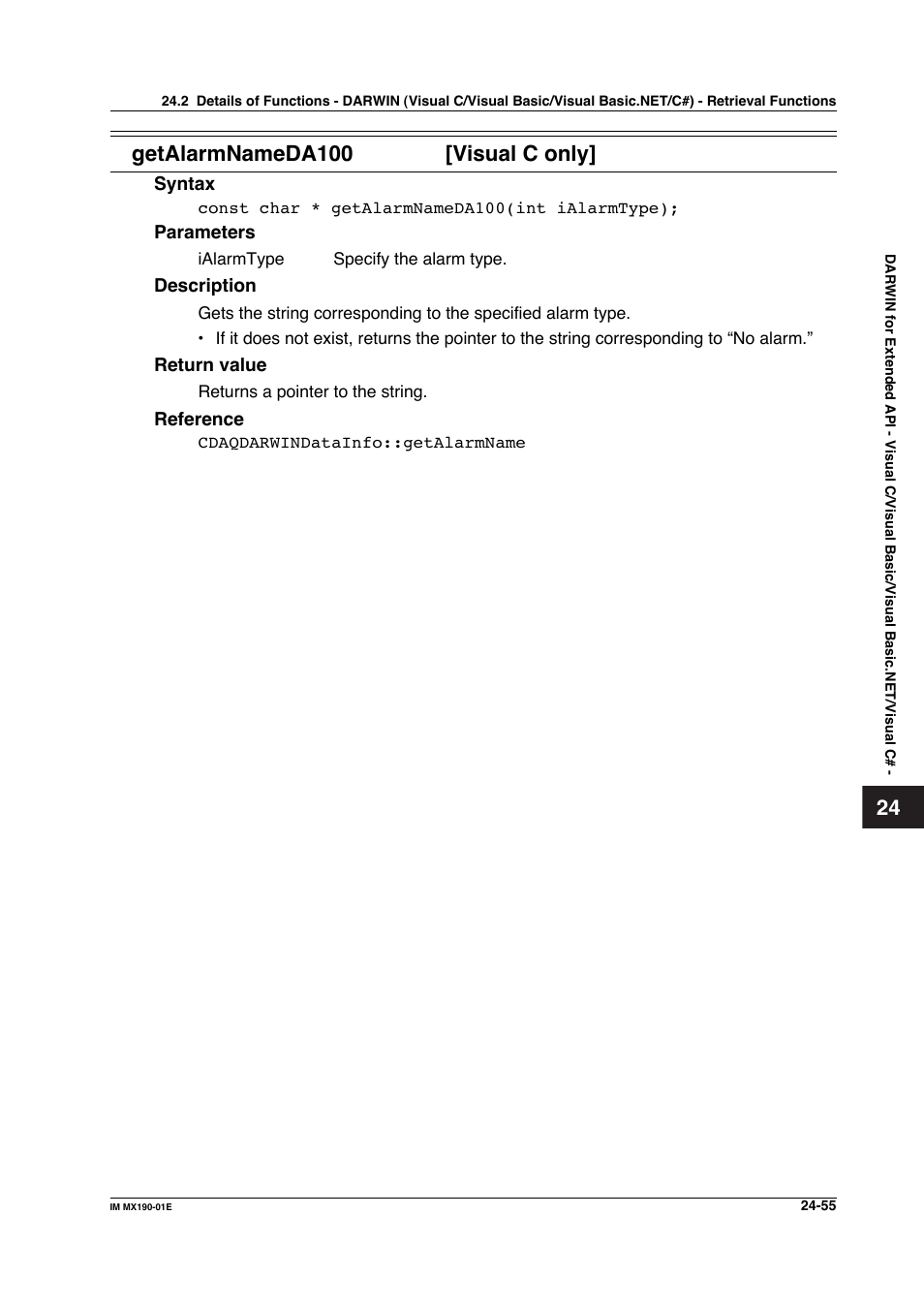 Getalarmnameda100 [visual c only | Yokogawa PC-Based MX100 User Manual | Page 1146 / 1264