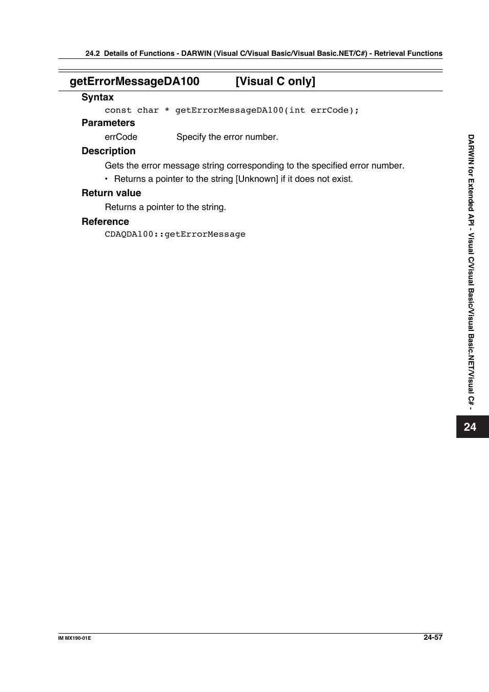 Geterrormessageda100 [visual c only | Yokogawa PC-Based MX100 User Manual | Page 1148 / 1264
