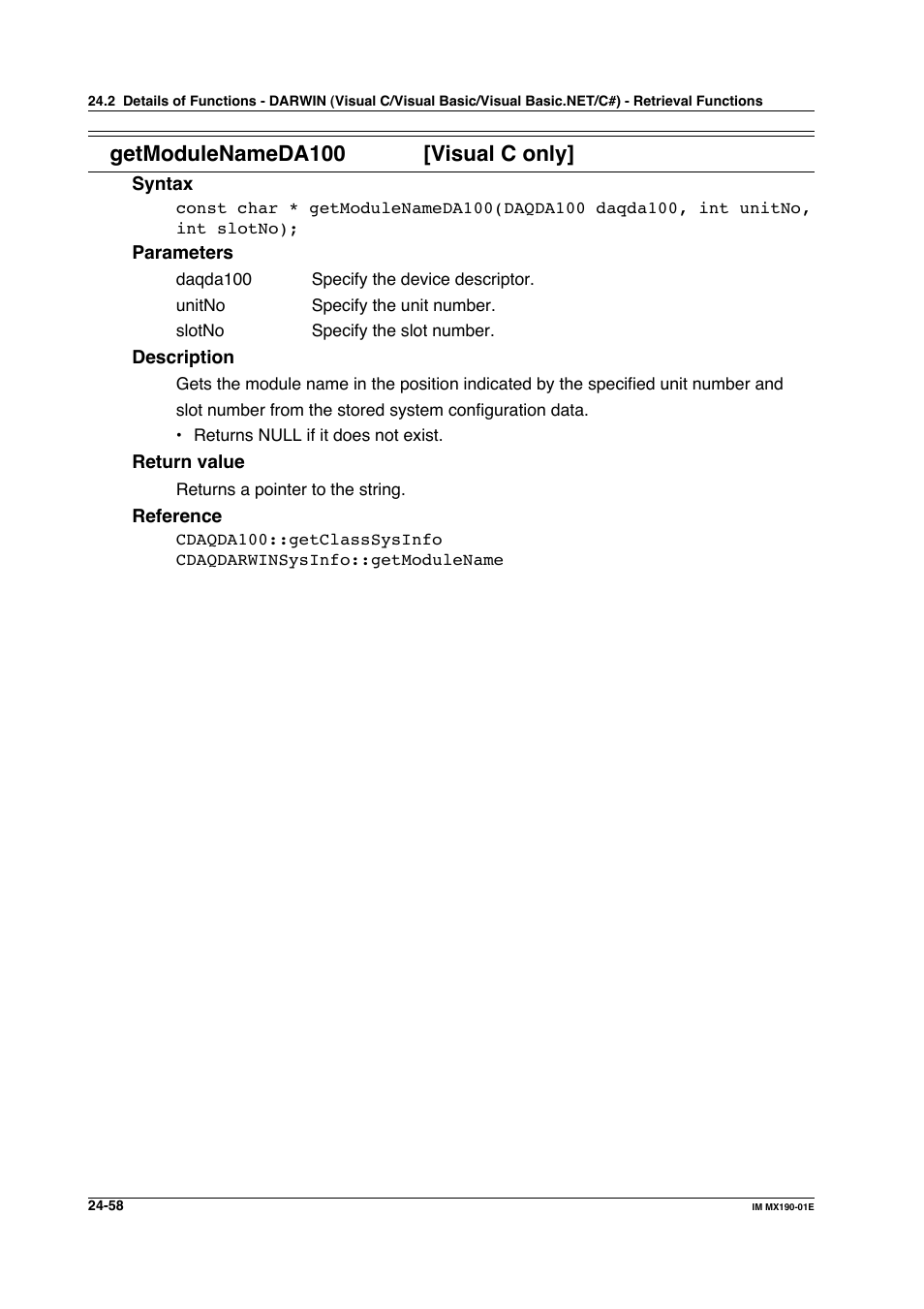 Getmodulenameda100 [visual c only | Yokogawa PC-Based MX100 User Manual | Page 1149 / 1264