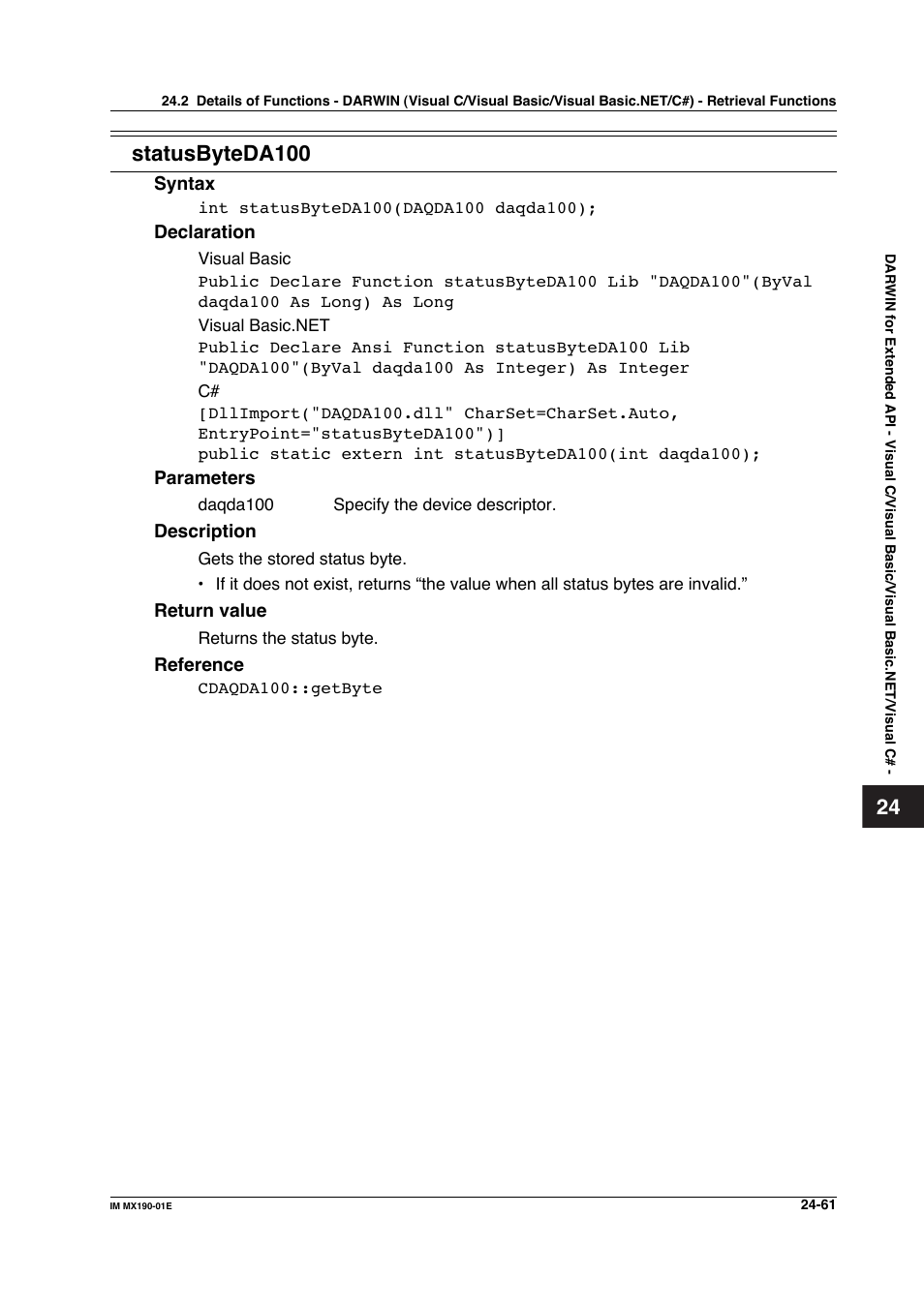 Statusbyteda100 | Yokogawa PC-Based MX100 User Manual | Page 1152 / 1264