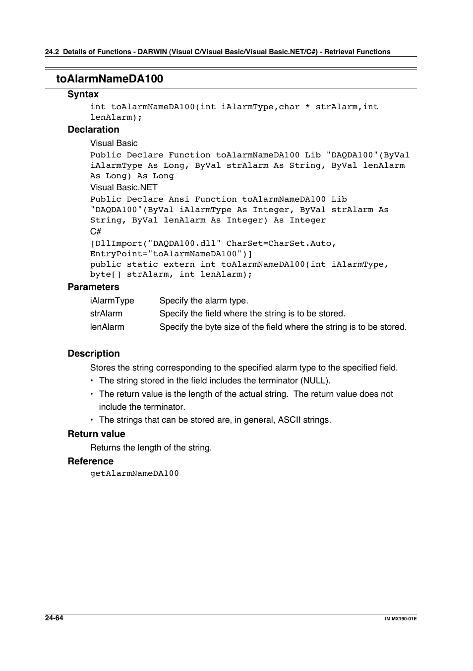 Toalarmnameda100 | Yokogawa PC-Based MX100 User Manual | Page 1155 / 1264