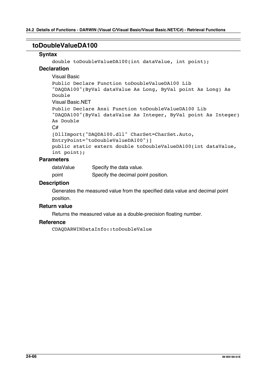 Todoublevalueda100 | Yokogawa PC-Based MX100 User Manual | Page 1157 / 1264