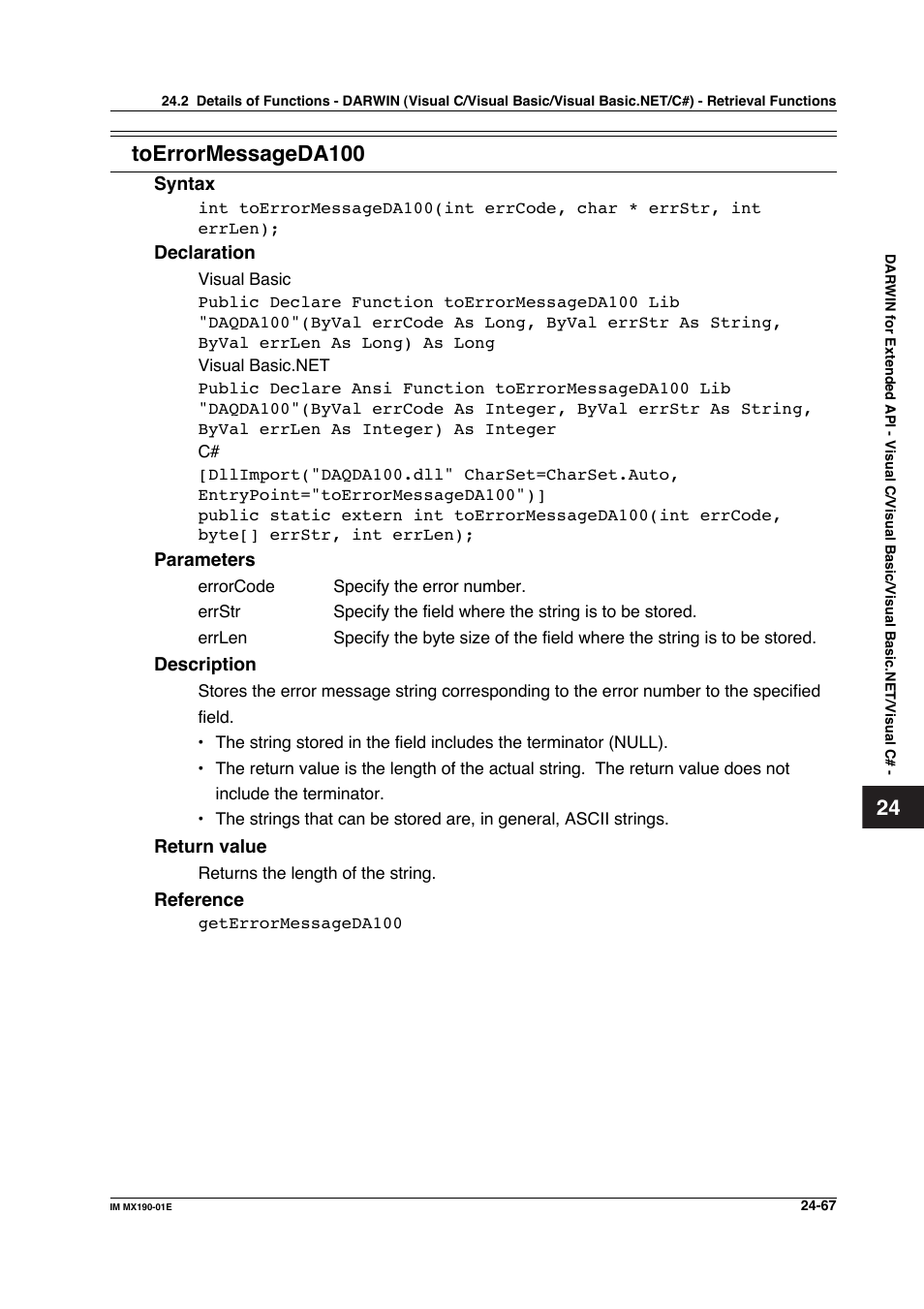 Toerrormessageda100 | Yokogawa PC-Based MX100 User Manual | Page 1158 / 1264