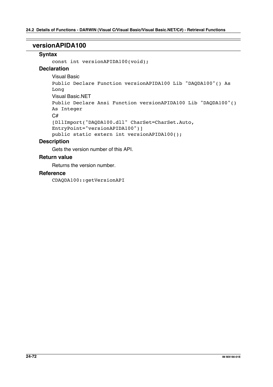 Versionapida100 | Yokogawa PC-Based MX100 User Manual | Page 1163 / 1264