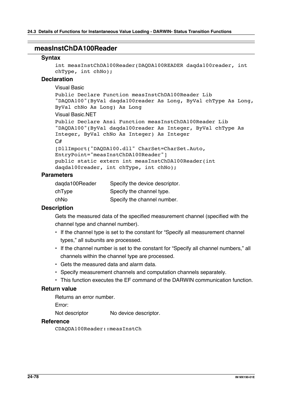 Measinstchda100reader | Yokogawa PC-Based MX100 User Manual | Page 1169 / 1264