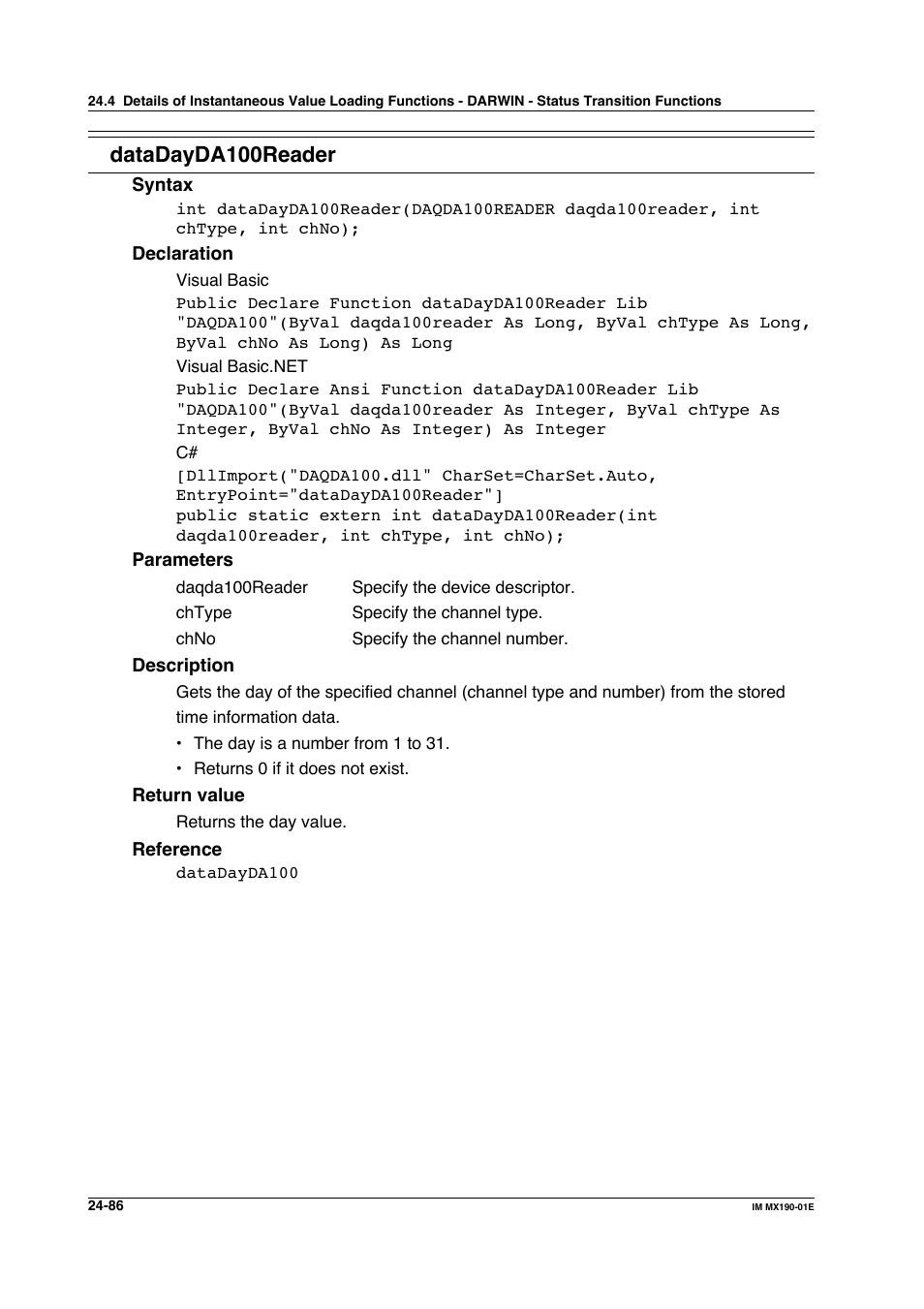 Datadayda100reader | Yokogawa PC-Based MX100 User Manual | Page 1177 / 1264