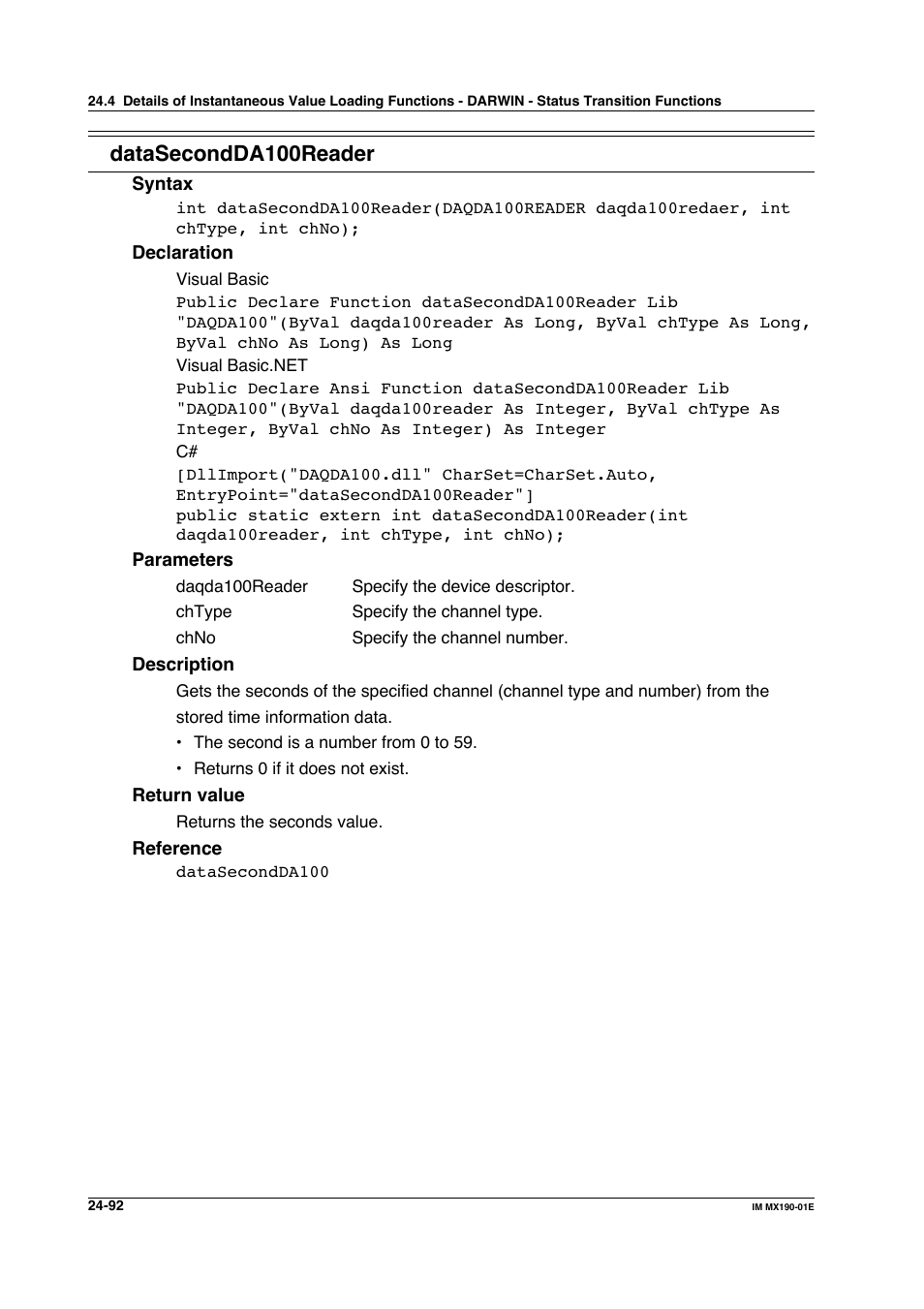 Datasecondda100reader | Yokogawa PC-Based MX100 User Manual | Page 1183 / 1264