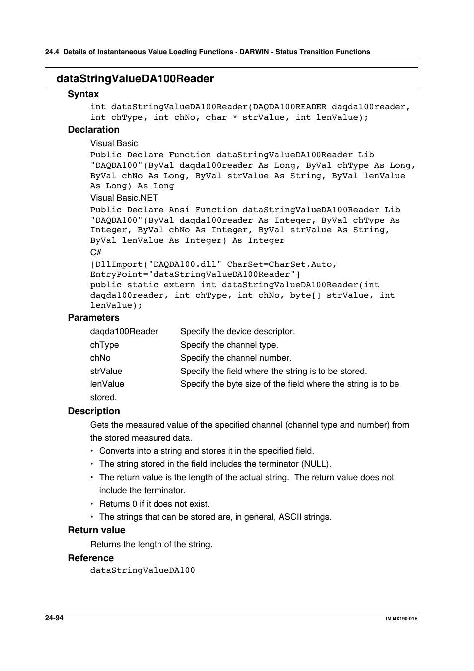 Datastringvalueda100reader | Yokogawa PC-Based MX100 User Manual | Page 1185 / 1264