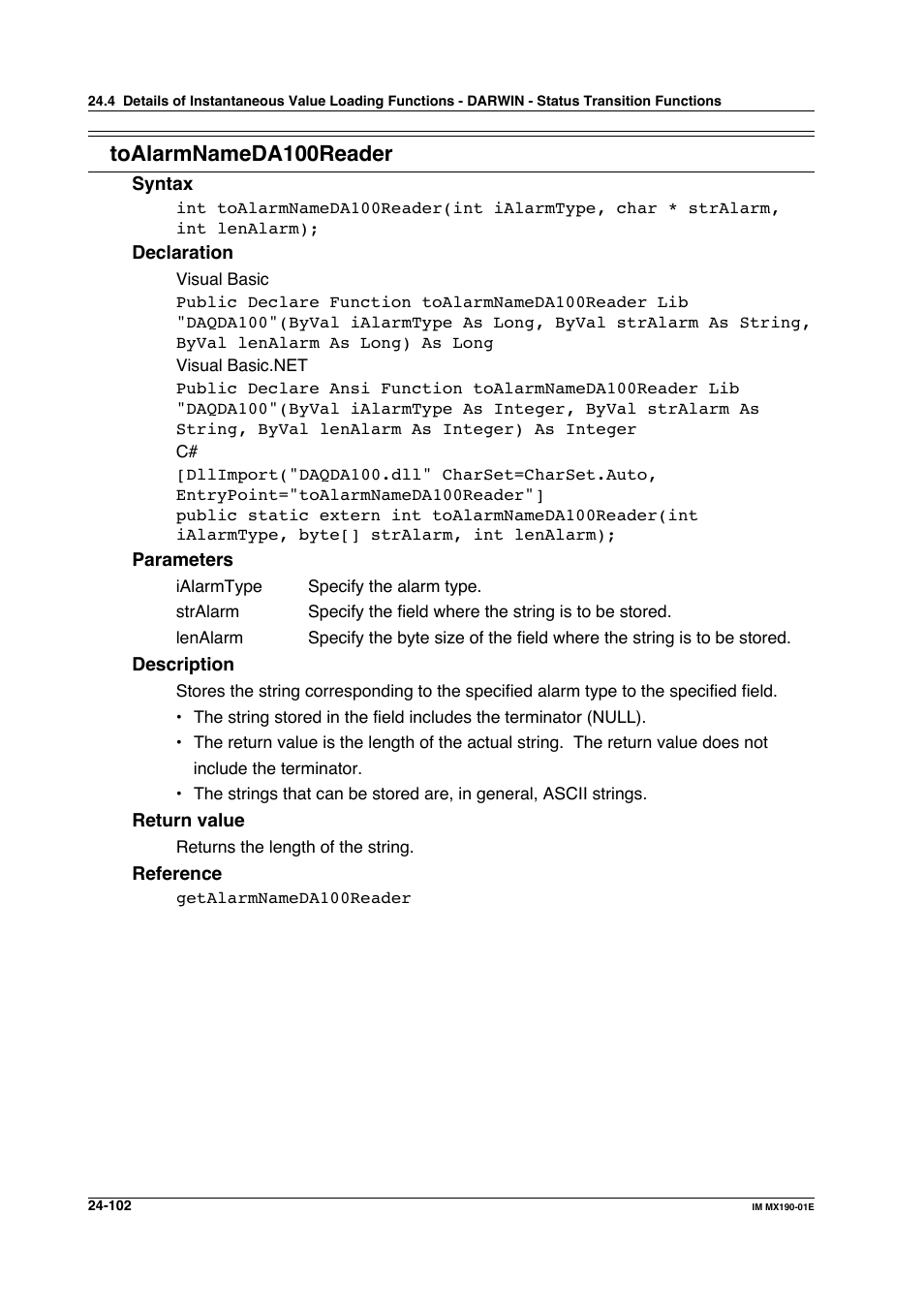 Toalarmnameda100reader | Yokogawa PC-Based MX100 User Manual | Page 1193 / 1264