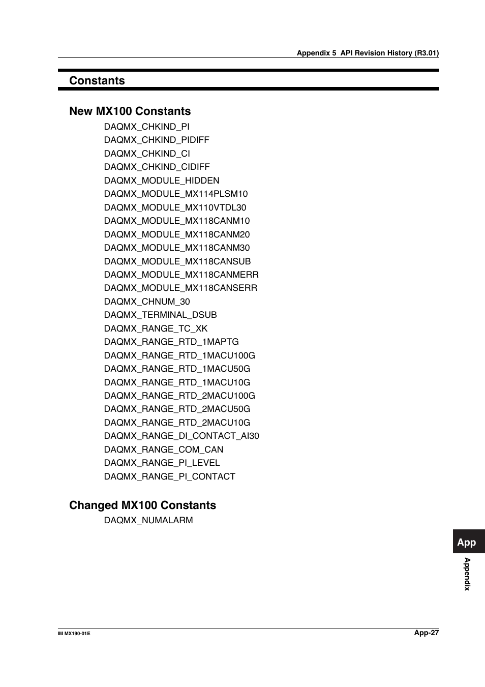 Constants new mx100 constants, Changed mx100 constants | Yokogawa PC-Based MX100 User Manual | Page 1248 / 1264