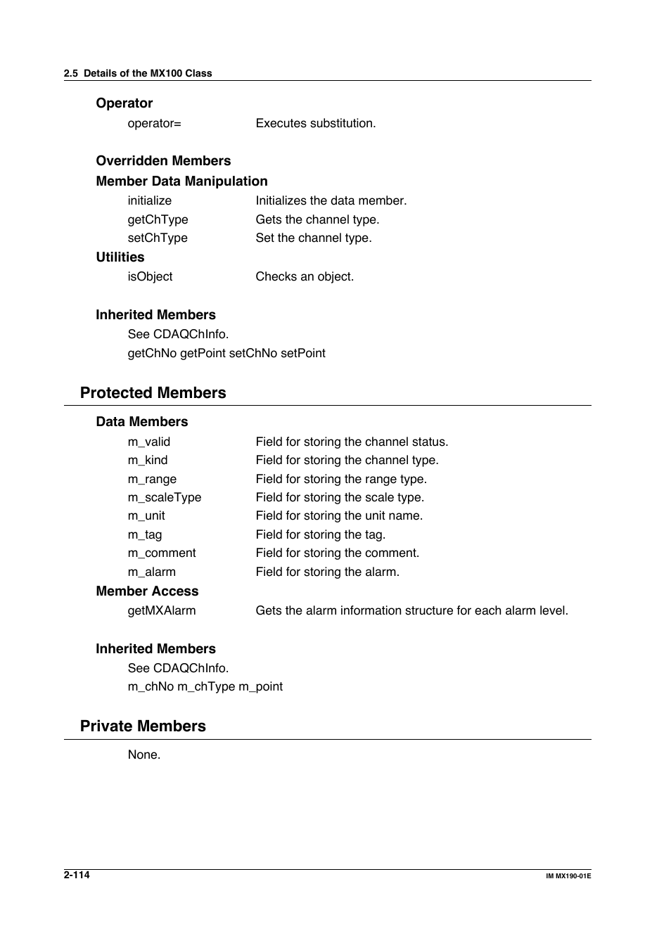 Protected members, Private members | Yokogawa PC-Based MX100 User Manual | Page 137 / 1264