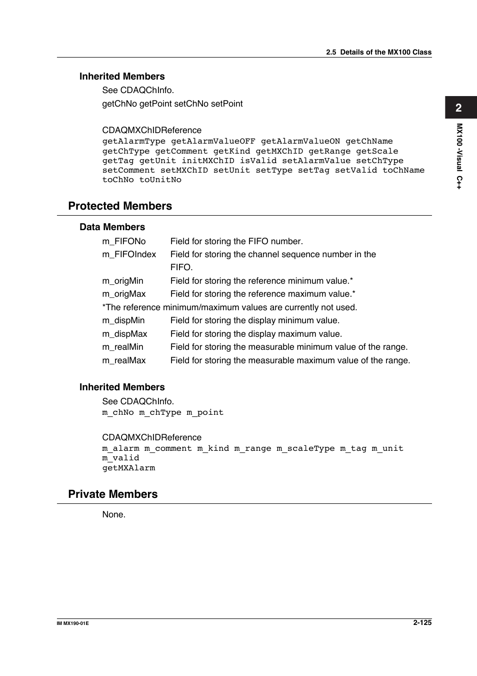 Protected members, Private members | Yokogawa PC-Based MX100 User Manual | Page 148 / 1264